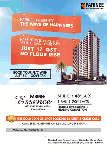 Book your dream home with just 1% GST at Parinee Essence, Mumbai